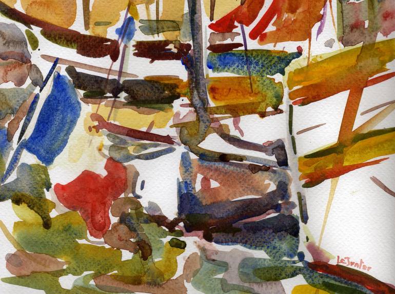 Original Expressionism Boat Painting by Le Junter Jean-Noël