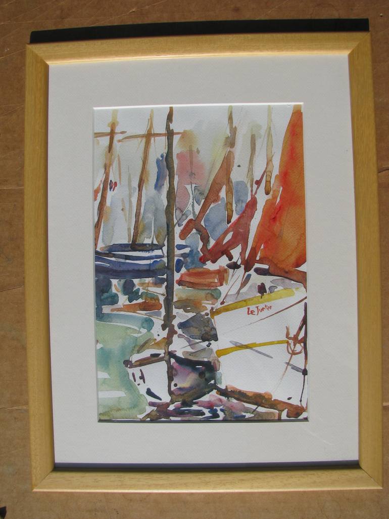 Original Expressionism Boat Painting by Le Junter Jean-Noël