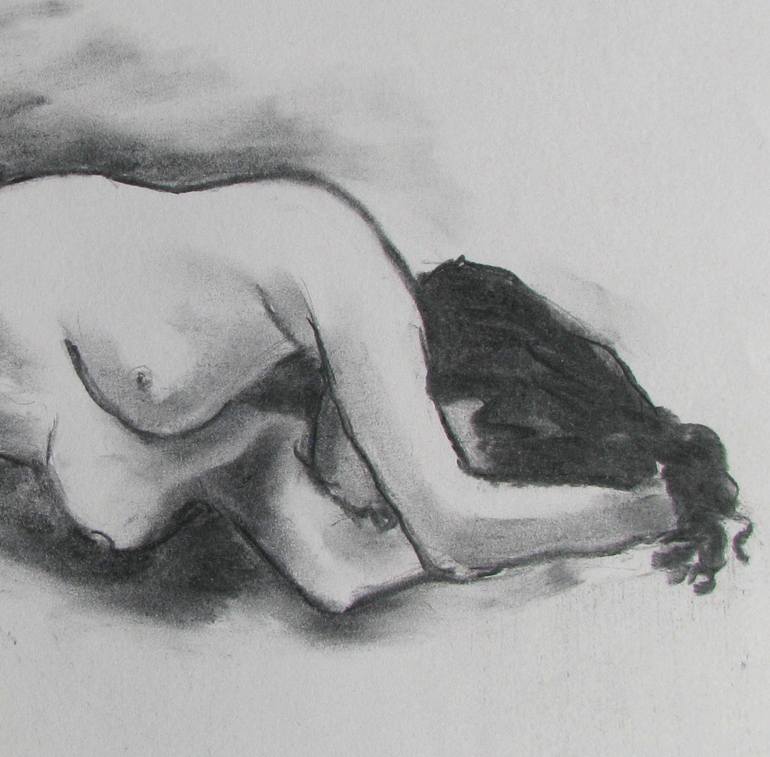 Original Nude Drawing by Le Junter Jean-Noël