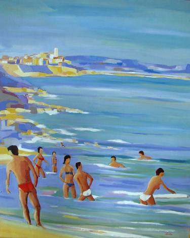 Original Figurative Beach Paintings by Le Junter Jean-Noël