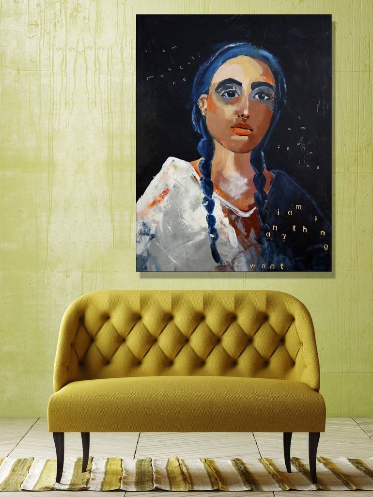 Original Modern Portrait Painting by Julie Ahmad