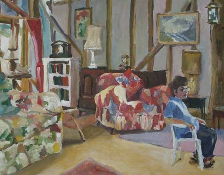 Interior with Small Boy Painting by Louisa Dusinberre | Saatchi Art