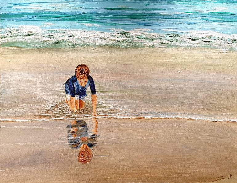 Looking In The Still Calm Water Gazing At His Reflection Painting By Eli Gross Saatchi Art