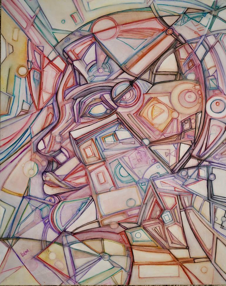 Original Cubism Abstract Drawing by Leilani Leilani