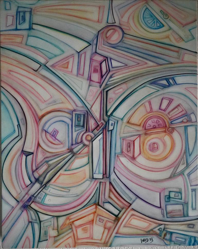 Original Cubism Abstract Drawing by Leilani Leilani