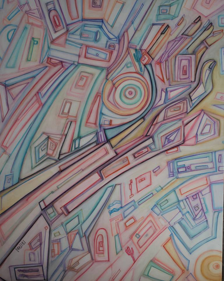Original Cubism Abstract Drawing by Leilani Leilani