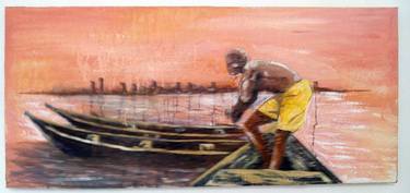 Original Expressionism Rural life Paintings by Augustine Kawoh