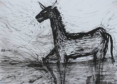 Print of Horse Drawings by Li Zhou