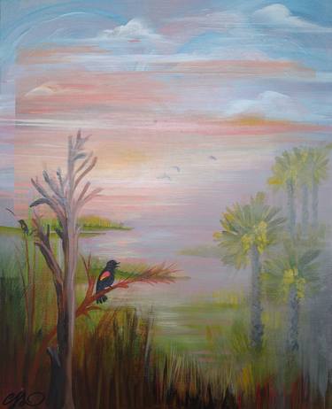 Saatchi Art Artist Carol Joy Shannon; Paintings, “red winged blackbirds at Awendaw” #art