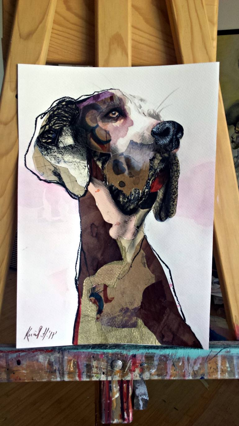 Original Figurative Dogs Drawing by Nevena Kostic