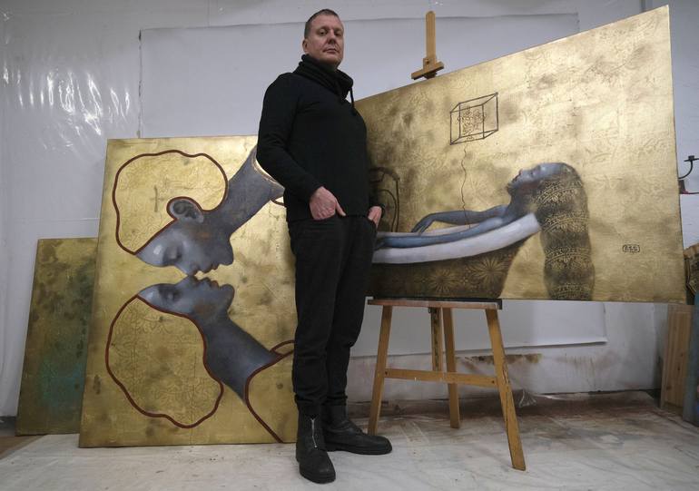Original Symbolism People Painting by Eduard Zentsik