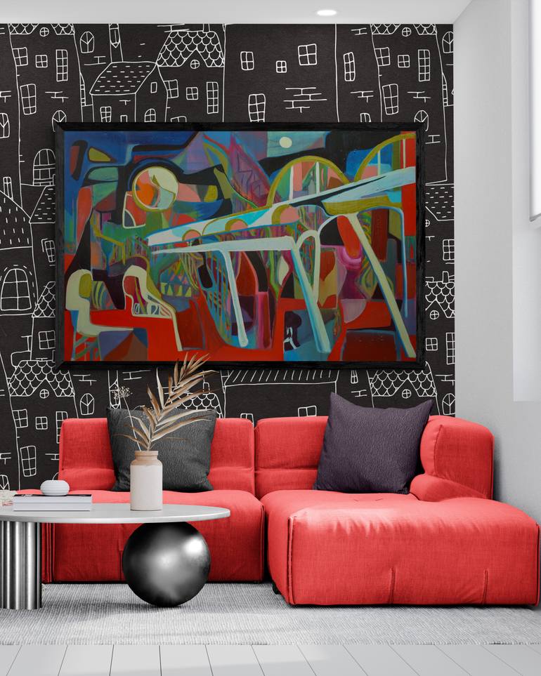 Original Abstract Cities Painting by Marc Aaron Hyman