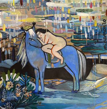 Saatchi Art Artist de Miramon alice; Painting, “The blue horse” #art
