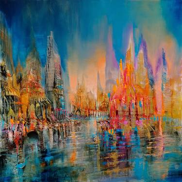 Original Abstract Cities Paintings by Annette Schmucker