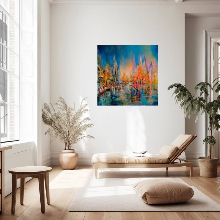 Original Abstract Cities Painting by Annette Schmucker