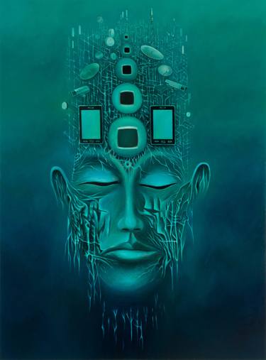 Original Surrealism Science/Technology Painting by Mk Anisko