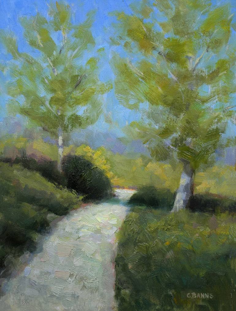 Path in nature, impressionist popular landscape - painting on wood