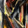 One of García's great strenghts is color. He deserves a lot of attention for his manipulation of color. Color holds his drawing together and helps express inner feelings of the artist at the same time. Furthermore, dramatic strokes help him express emotion and add a feeling of movement to his works.
Might be inspired by Italian futurism
Oil pastels on paper, 16.5 × 23.4 × 0.1 in