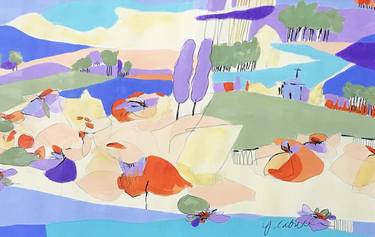 Original Illustration Landscape Paintings by Yolanda Cabrera