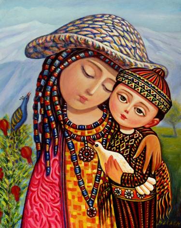 Print of Folk Family Paintings by Sevada Grigoryan