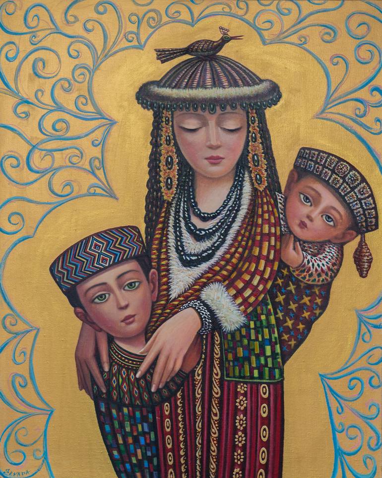 Original Figurative Family Painting by Sevada Grigoryan