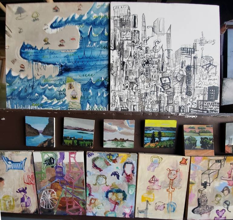 Original Abstract Beach Painting by Shelton Walsmith