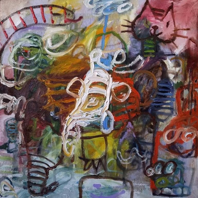 Original Children Painting by Shelton Walsmith | Dada Art on Soft (Yarn, Cotton, Fabric) | Little Heyzeus and the Prophets of Emotion