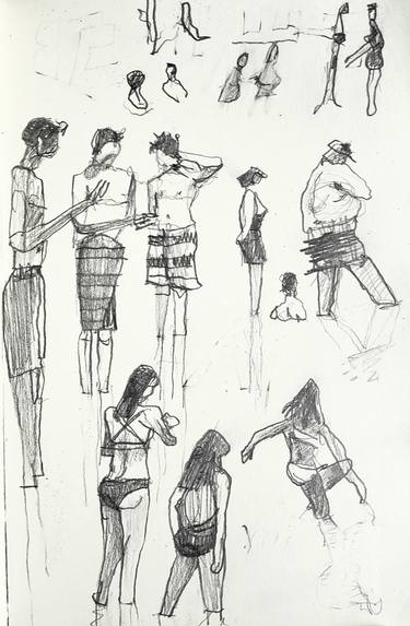 Original Figurative Beach Drawings by Shelton Walsmith