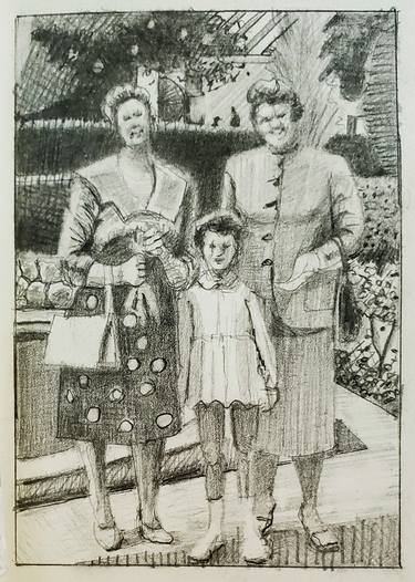 Original Folk Family Drawings by Shelton Walsmith