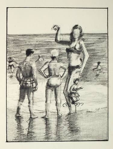 Original Figurative Beach Drawings by Shelton Walsmith