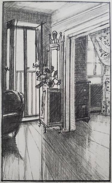 Original Impressionism Interiors Drawings by Shelton Walsmith