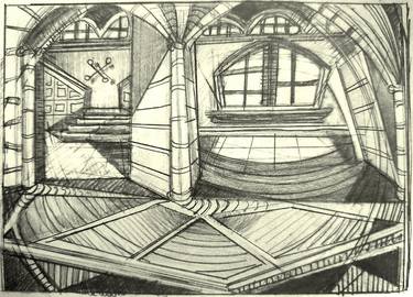 Original Cubism Interiors Drawings by Shelton Walsmith