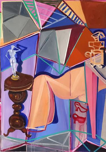 Original Cubism Erotic Paintings by Shelton Walsmith