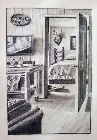 Original Impressionism Interiors Drawings by Shelton Walsmith