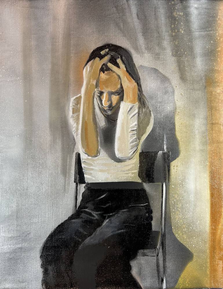 Young Woman in Despair Painting by Jonathan Ellis | Saatchi Art