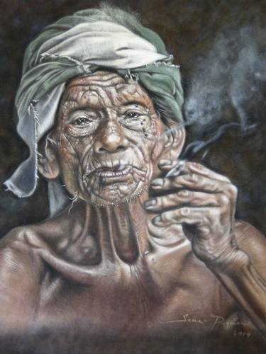 Indian Man     35 x 50 cm Soft Pastel on Velvet Paper thumb