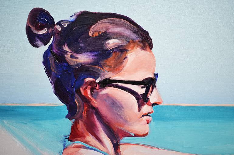 Original Figurative Beach Painting by Rafał Knop