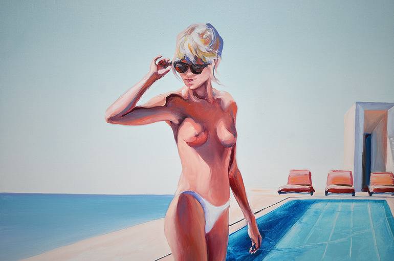 Original Figurative Beach Painting by Rafał Knop
