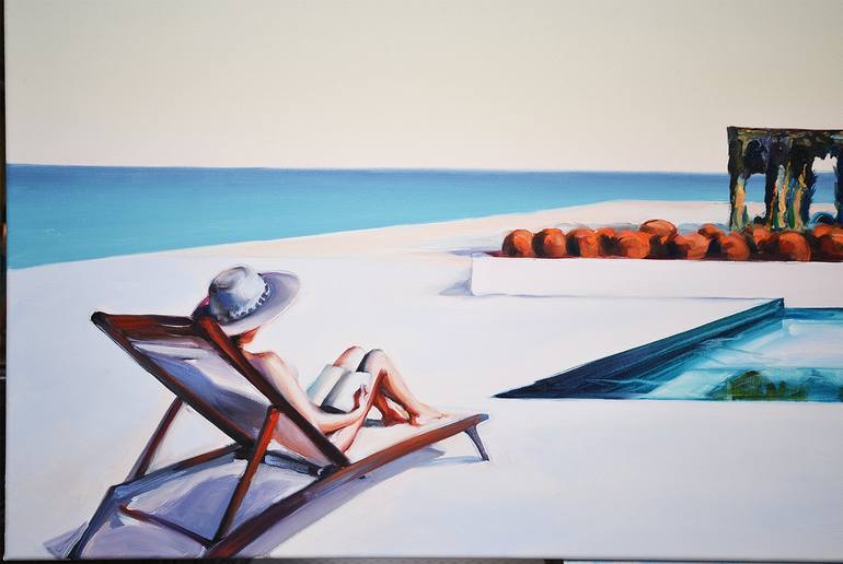 Original Figurative Beach Painting by Rafał Knop