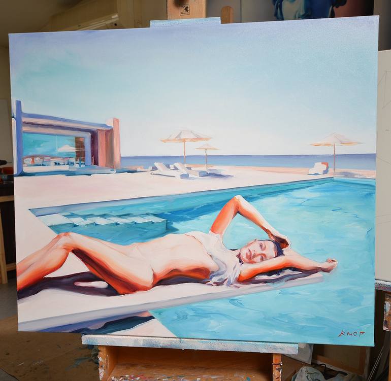 Original Figurative Beach Painting by Rafał Knop