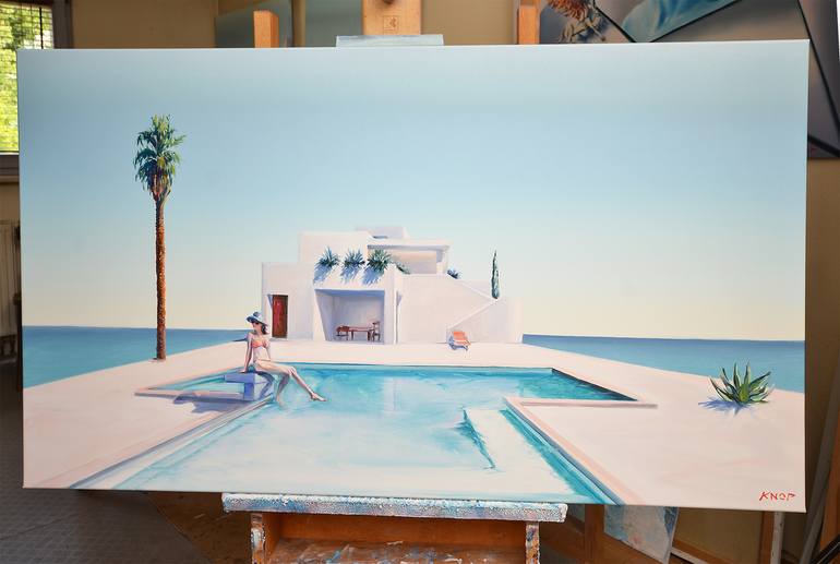 Original Figurative Beach Painting by Rafał Knop