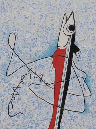 Original Abstract Expressionism Fish Paintings by Vladimir Bukiya