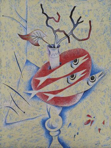 Original Abstract Expressionism Fish Paintings by Vladimir Bukiya