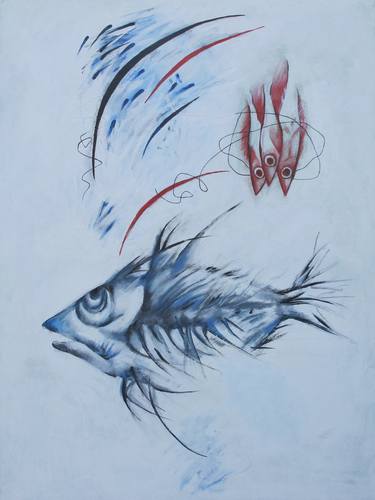 Original Expressionism Fish Paintings by Vladimir Bukiya