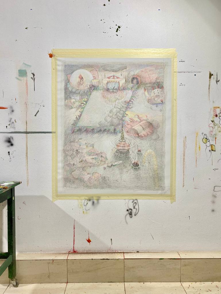 Original Surrealism Abstract Drawing by Edith Torony