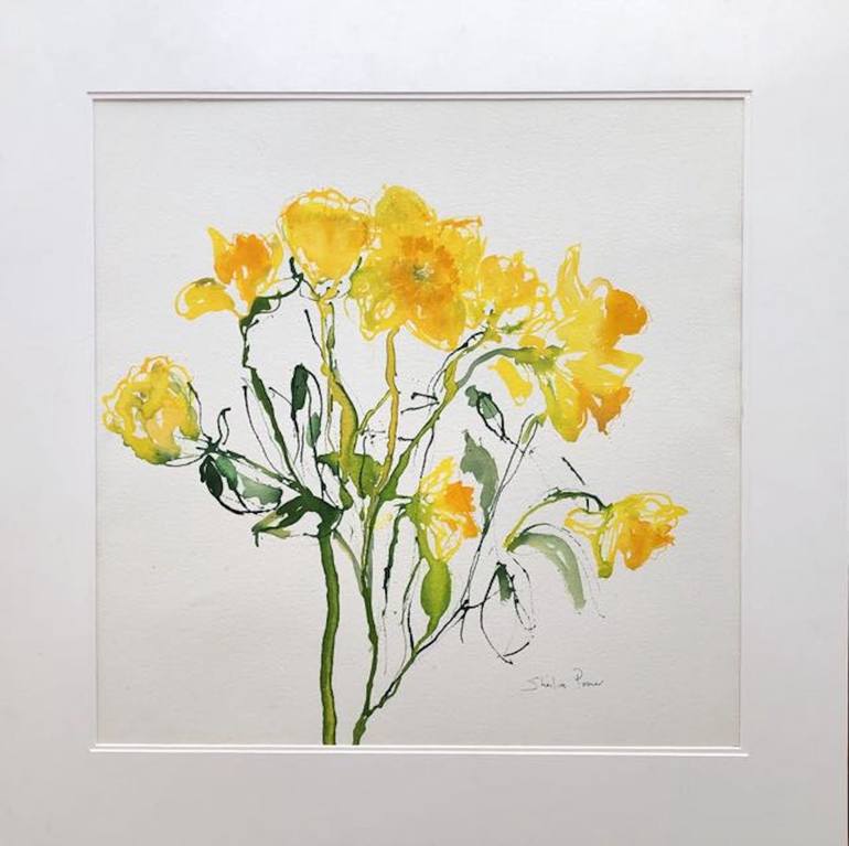 Original expressive Floral Painting by Sheila Posner