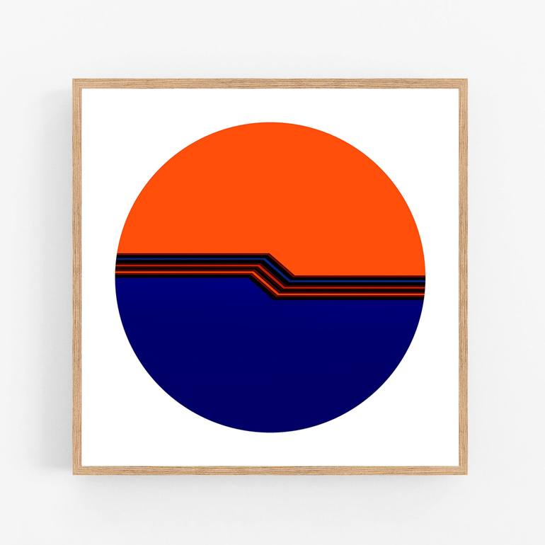 Bauhaus / color fields/ orange & blue/ ABSTRACT circle