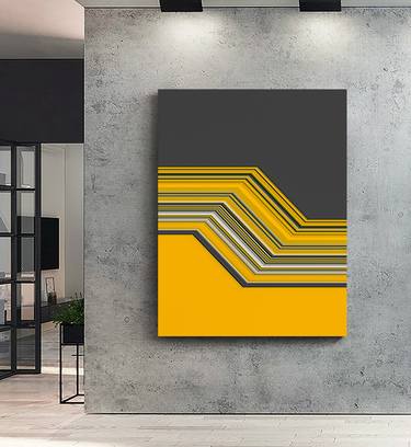 Bauhaus lines grey & yellow ABSTRACT thumb