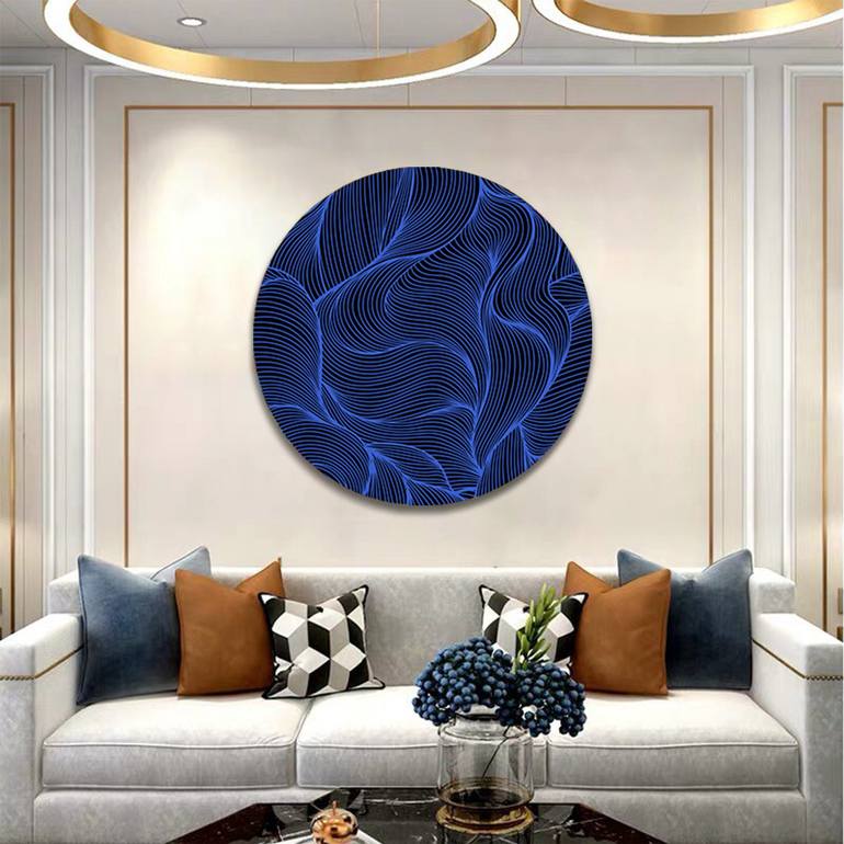 blue ocean abstract circle Painting by ANDREA PALLANG | Saatchi Art