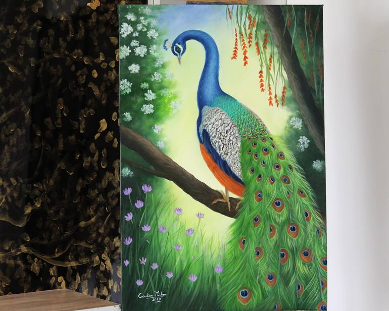 Original Impressionism Animal Painting by Goutami Mishra